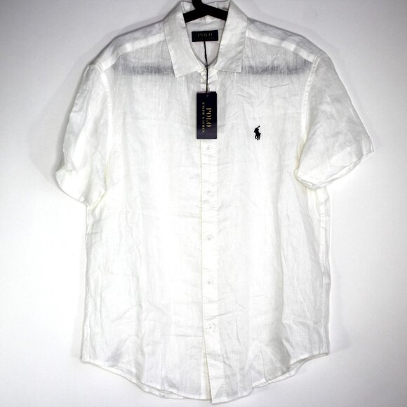Polo Ralph Lauren Mens XL Linen White Button Up Shirt NEW F1293 - Picture 1 of 4